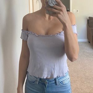 Brandy Melville Anya lavender off shoulder crop top o/s